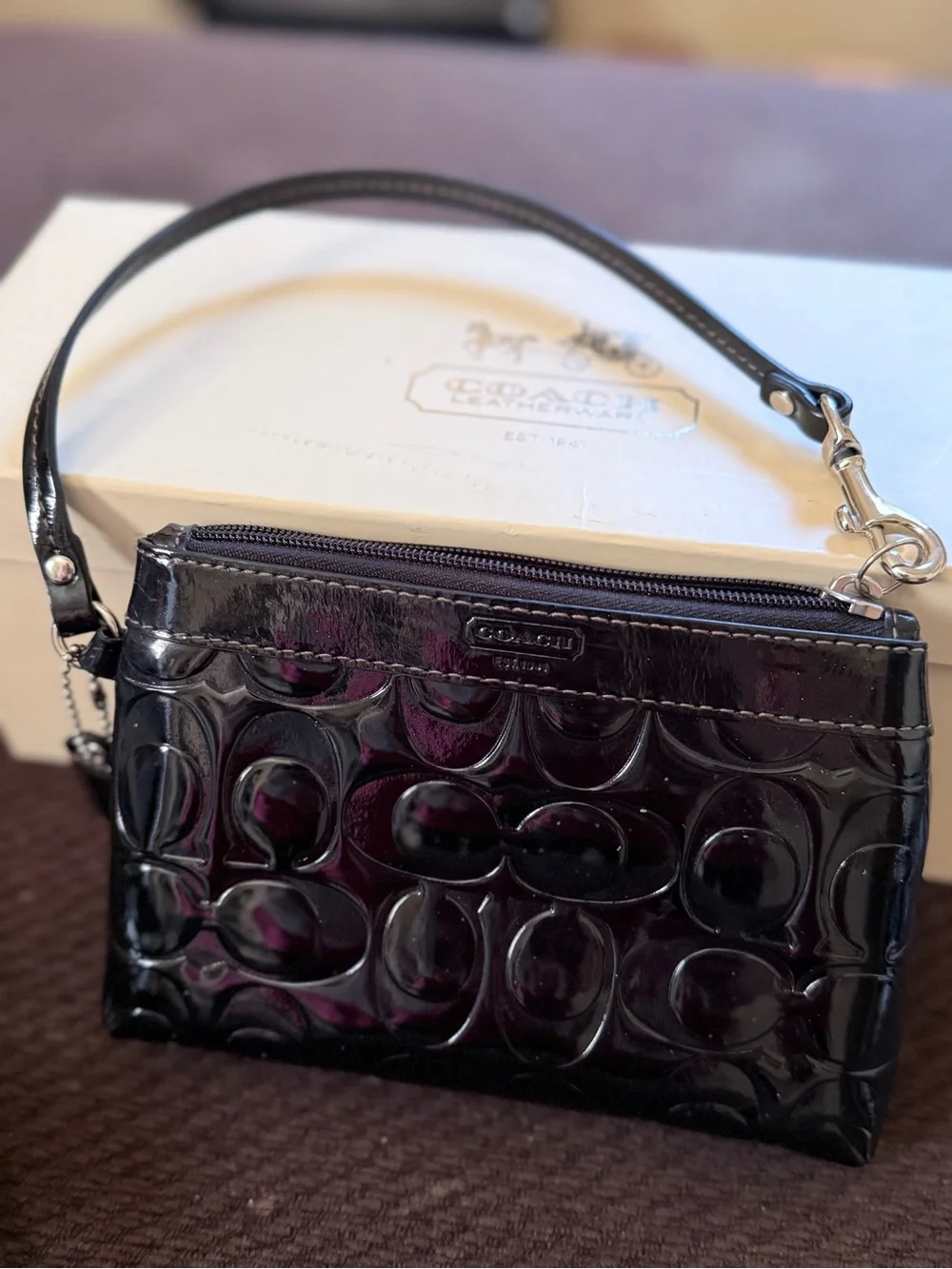 Coach Patent Leather Signature Wristlet